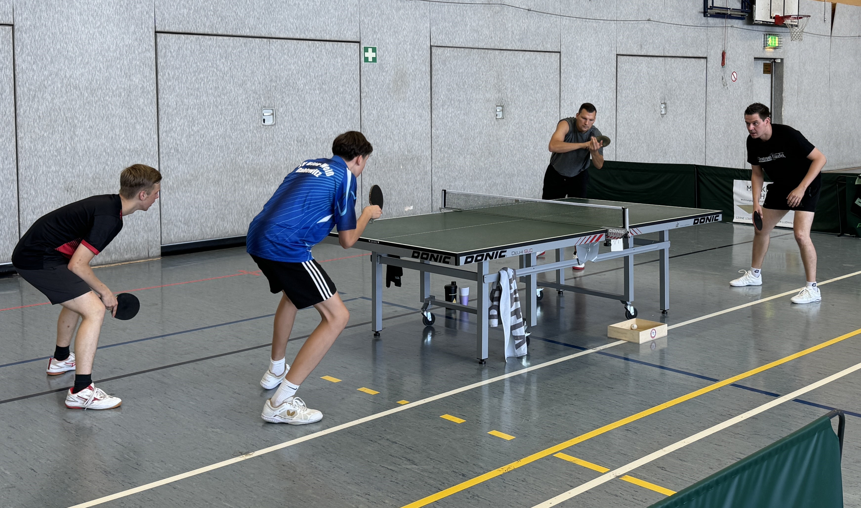 Stefan und Christoph gegen die beiden Dahlewitzer Youngstars Filitz/Heymann