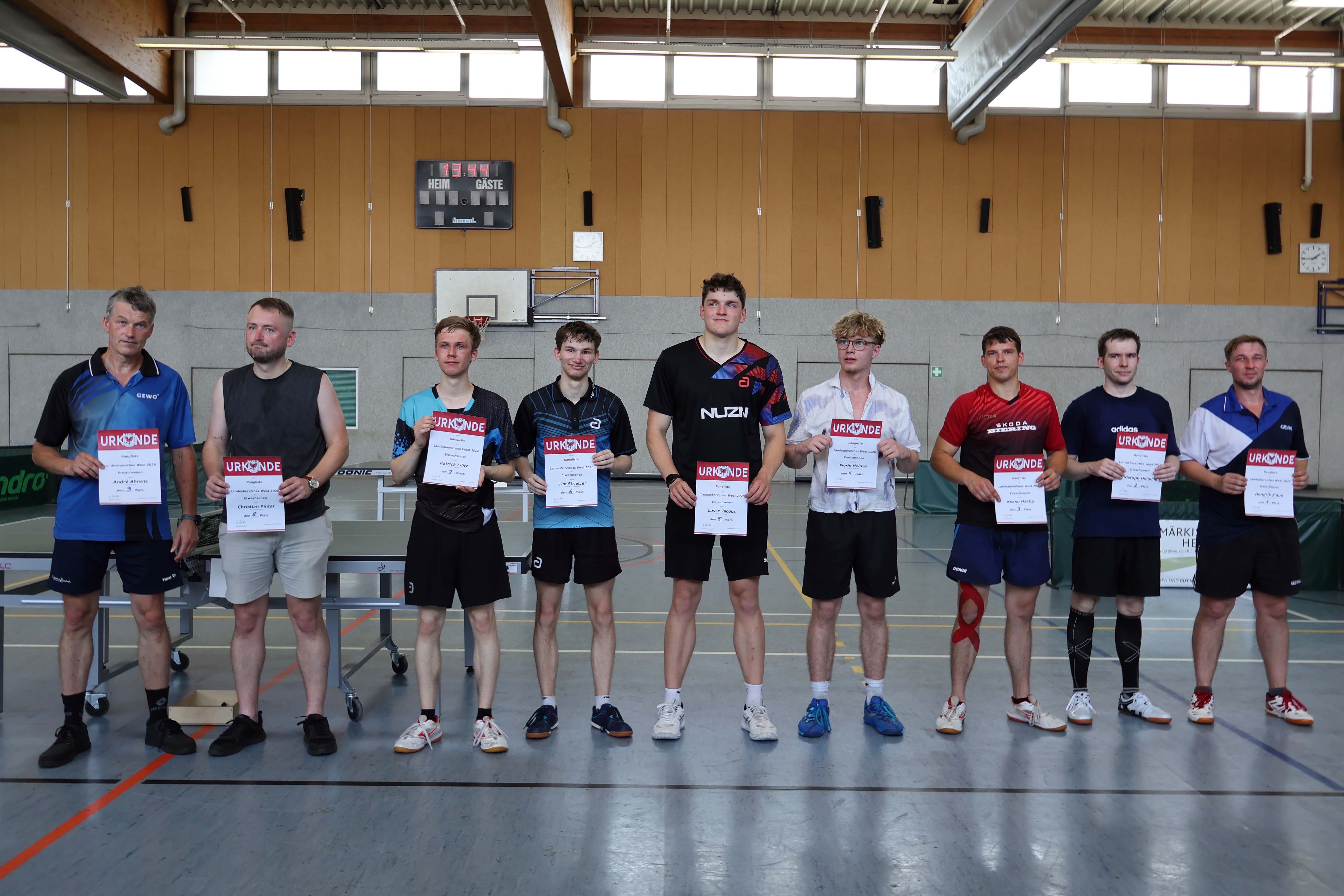 Andr&eacute; Ahrens, Chistian Pintar, Patrick Filitz, Tim Strietzel, Lasse Jacobs, Florin Heinze, Keanu H&auml;rtig, Christoph Henning, Hendrik Z&acute;dun(v.l.n.r)
